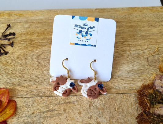 Animaux - Petites vaches - 2 choix de modèles différents - Boucles d'oreilles en acier inoxydable
