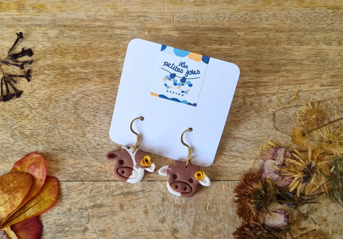 Animaux - Petites vaches - 2 choix de modèles différents - Boucles d'oreilles en acier inoxydable