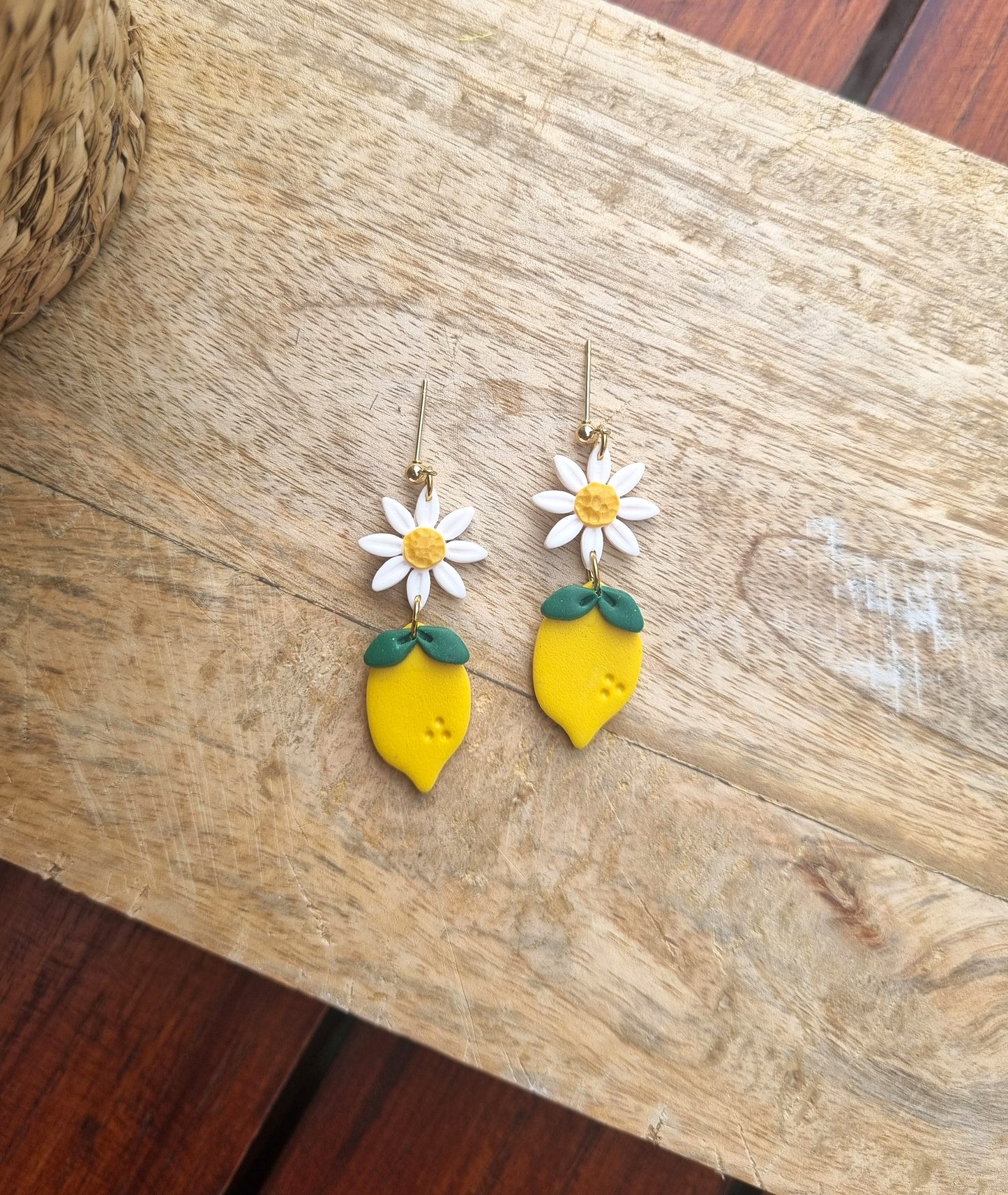 Fruits - Douceur Citron & Marguerite - Boucles d'oreilles artisanales - Acier inoxydable