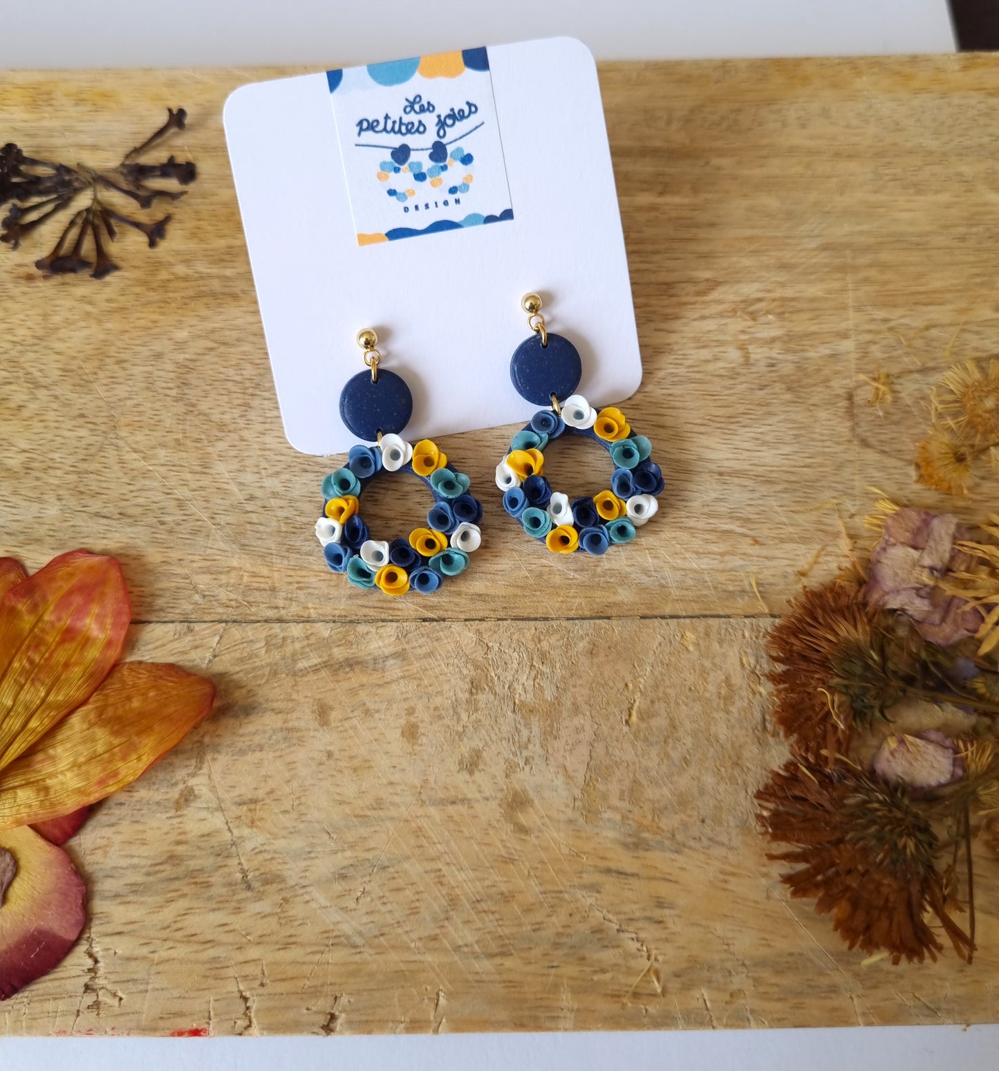 Bleu - Ronds - Boucles d'oreilles en acier inoxydable