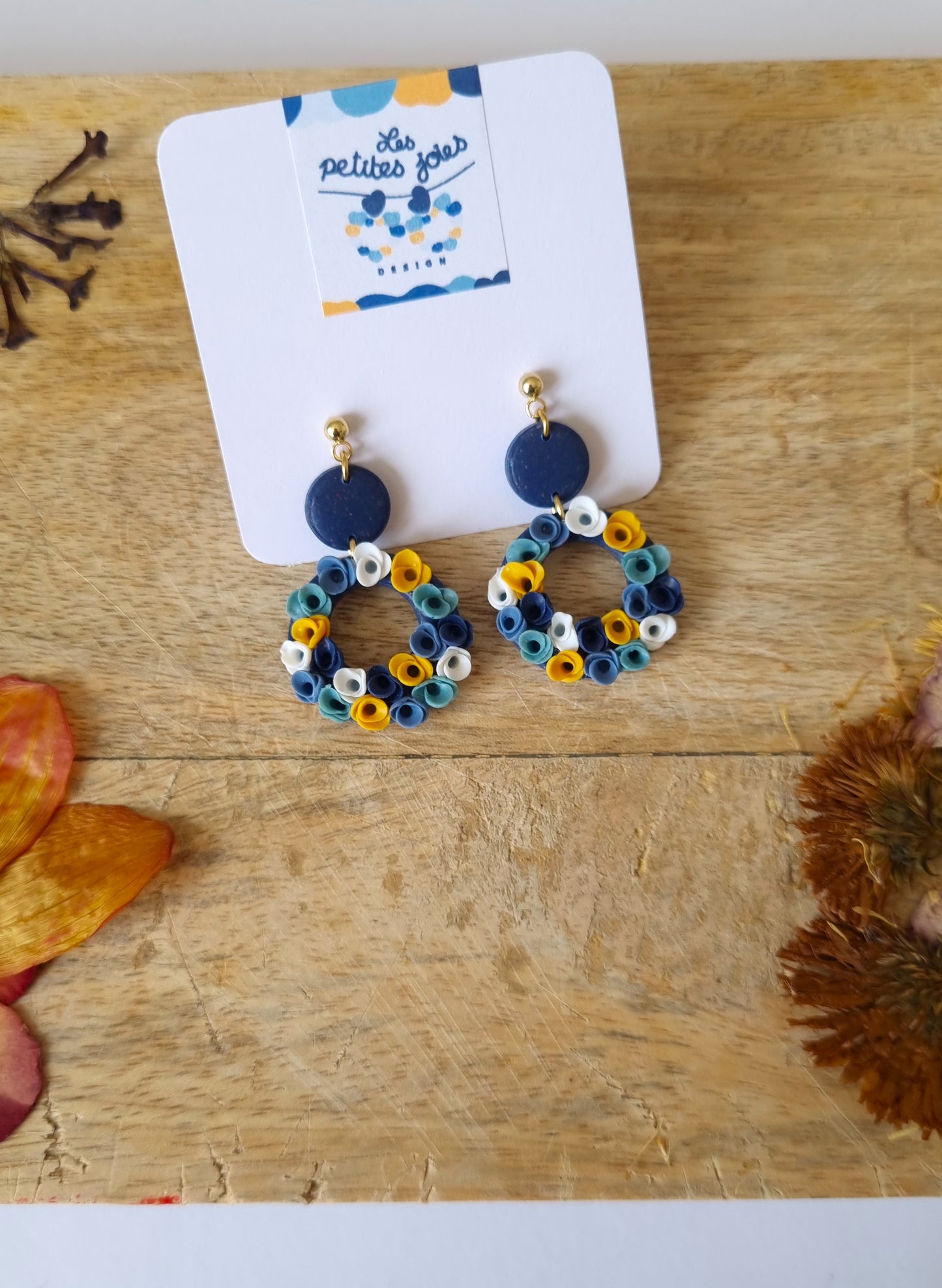 Bleu - Ronds - Boucles d'oreilles en acier inoxydable