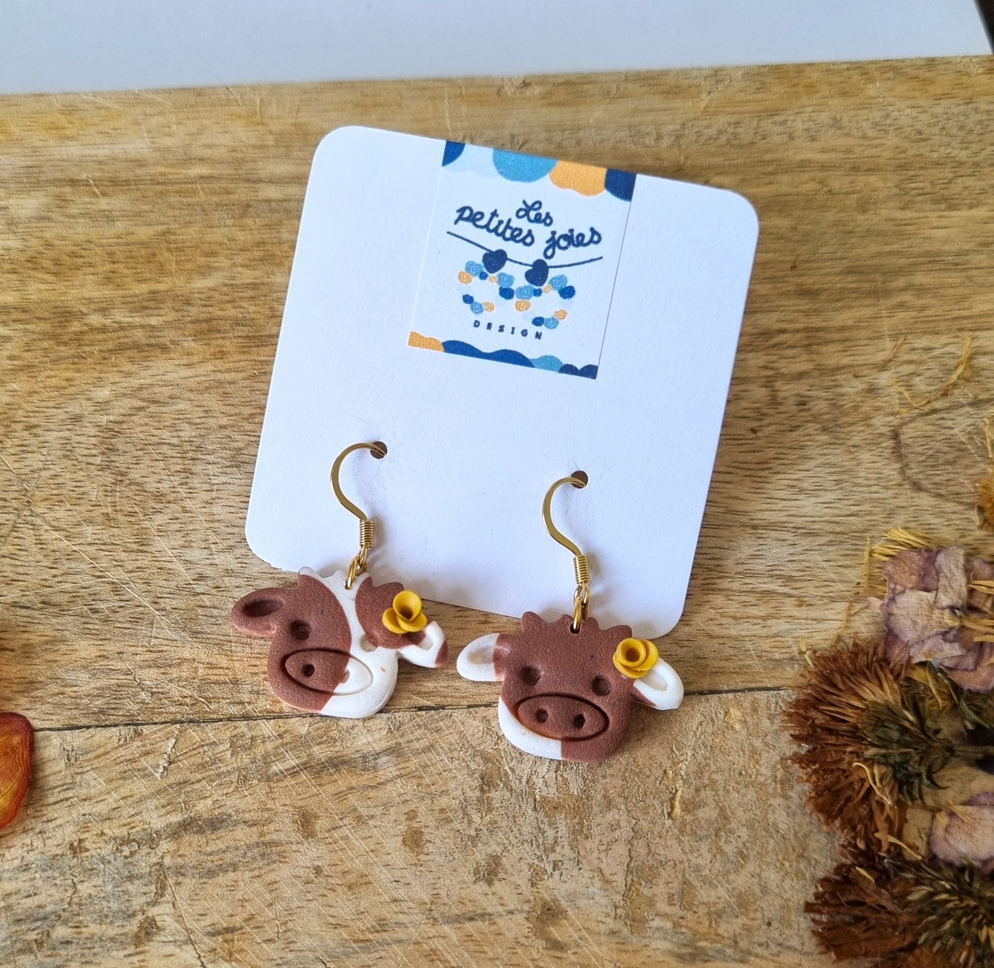 Animaux - Petites vaches - 2 choix de modèles différents - Boucles d'oreilles en acier inoxydable