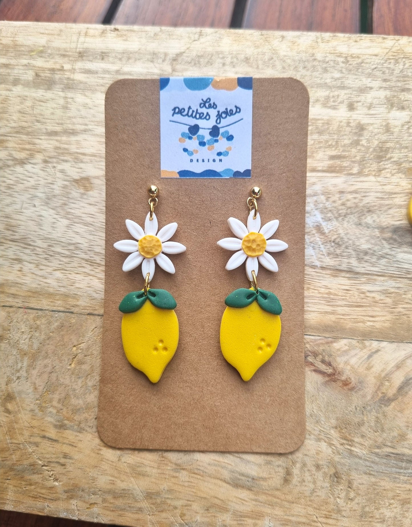 Fruits - Douceur Citron & Marguerite - Boucles d'oreilles artisanales - Acier inoxydable