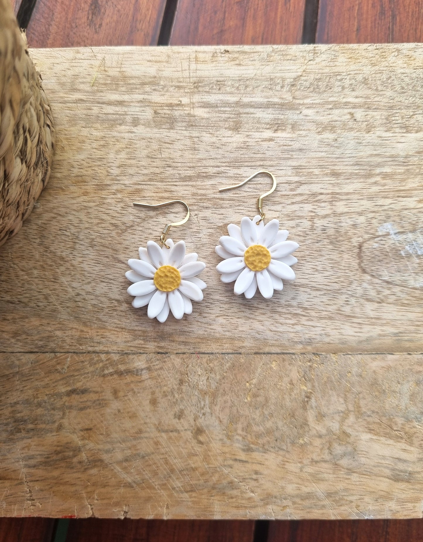 Fleurs - Boucles d'oreilles artisanales marguerites - Collection florale - Acier inoxydable
