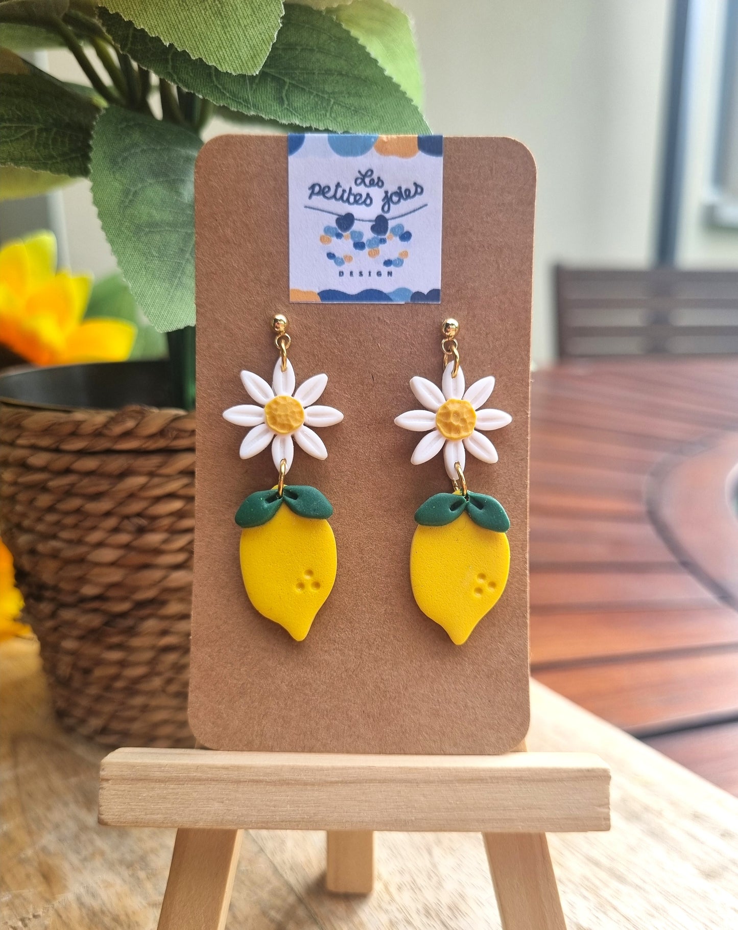 Fruits - Douceur Citron & Marguerite - Boucles d'oreilles artisanales - Acier inoxydable