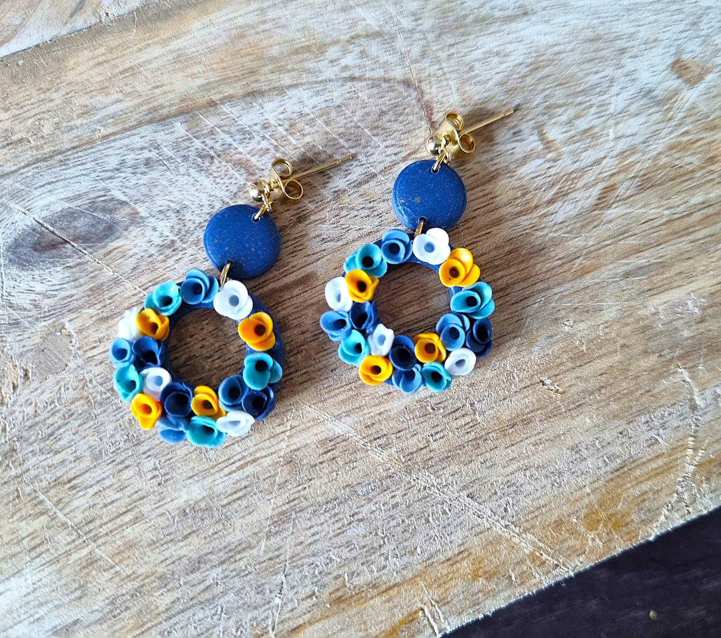 Bleu - Ronds - Boucles d'oreilles en acier inoxydable