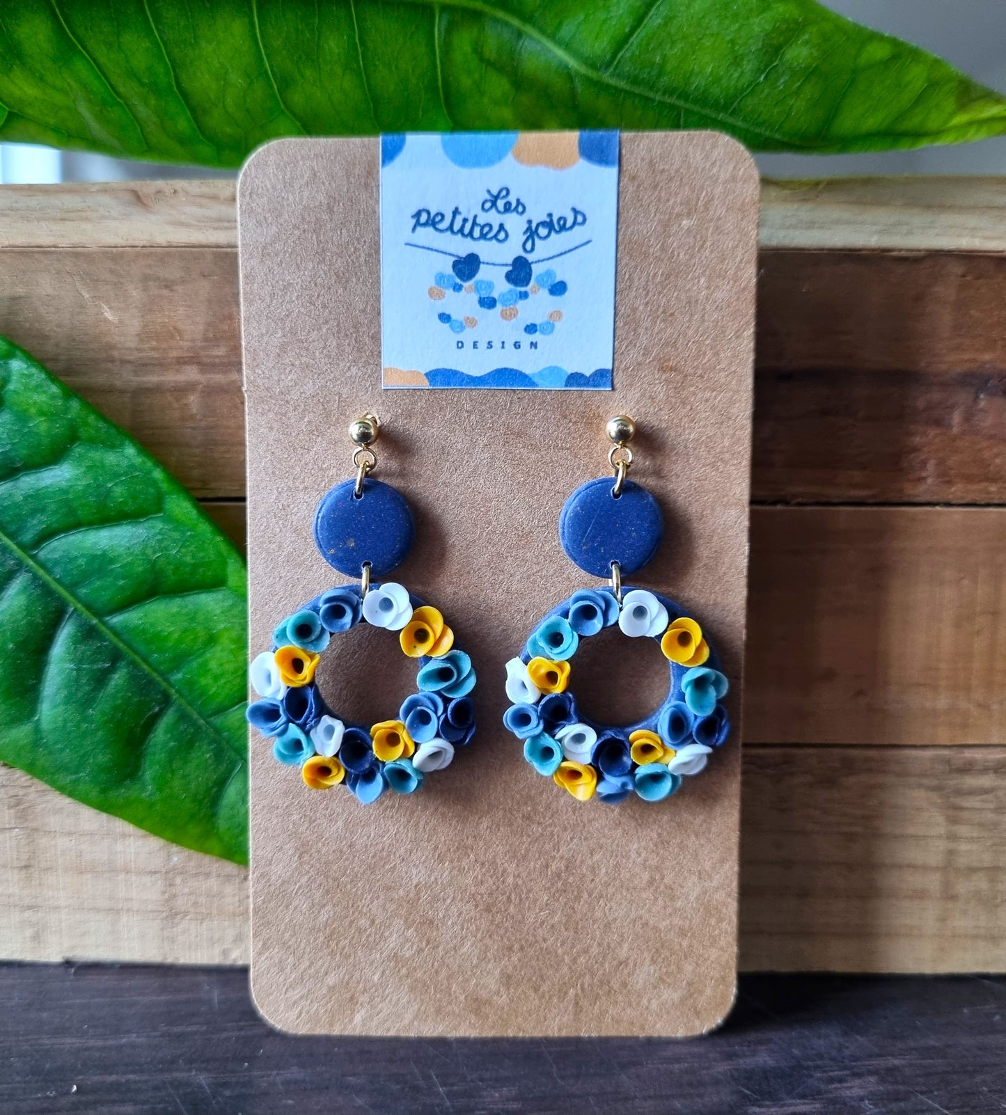 Bleu - Ronds - Boucles d'oreilles en acier inoxydable