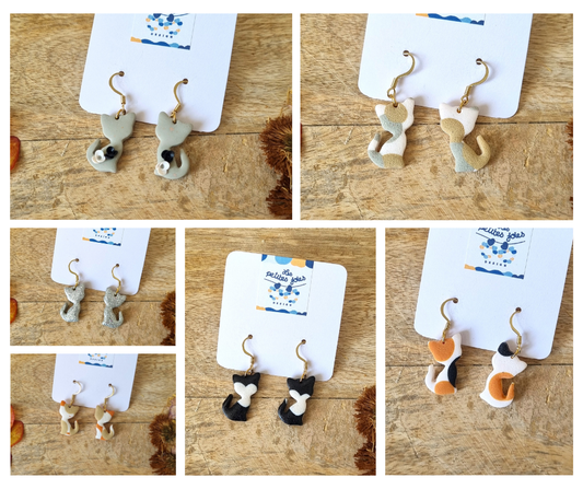 Animaux - Petits chats - 5 choix de couleurs différentes - Boucles d'oreilles en acier inoxydable